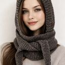 Balaclava kominiarka kaptur z szalikiem zamiast czapki handmade