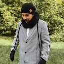 Męska czapka MERINO Neverland “Czarny” podszewka JEDWAB