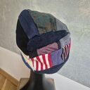 Czapka patchwork „Smerfetka” z podszewką - ręcznie szyta, na co dzień