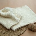 Czapka i Komin - ecru, 100% alpaki, ciepły komplet na zimę