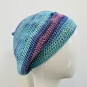 Wiosenny beret damski z antenką ręcznie robiony bawełna one size