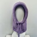 Balaclava oversize kominiarka kaptur zamiast czapki z merino piękny liliowy