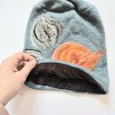 czapka wełniana filcowana zimowa handmade w kwiaty na podszewce - rozmiar uniwersalny, wełniana, fil
