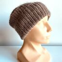 Wywijana beżowa czapka beanie AUREA z baby merino, moherem i jedwabiem 