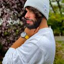 Męska czapka beanie z bawełny logo kolorowe „Jasny szary”