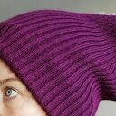 Fioletowa czapka wiosenna handmade na podszewce - rozmiar uniwersalny