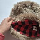 Czapka futrzana sztuczne futro kolor brązowy na podszewce, szyta ręcznie, rękodzieło obwód głowy uni