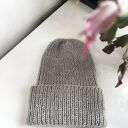 Czapka beanie AUREA G - ręczna z merynosa, moheru i jedwabiu w kolorze szary pył