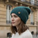 Czapka całoroczna przejściowa cienka bawełna s/m unisex szmaragd