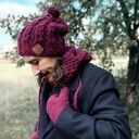 Męska czapka MERINO Smile “Bordo” podszewka JEDWAB