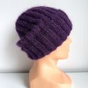 Ręcznie robiona Czapka wywijana MARGARET 100% Alpaka nitka moher i jedwab 4400/16