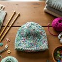 Czapka z Wełny Naturalnej - Kolorowy Melanż ręcznie robiona gruba