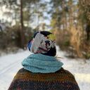 Czapka damska Smerfetka patchworkowa na podszewce