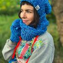 Luźna czapka MERINO 66% "Niebieskości" NEVERLAND