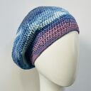 Wiosenny beret damski z antenką ręcznie robiony bawełna one size