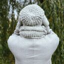 Męska czapka MERINO Neverland “Wybielony szary” podszewka JEDWAB