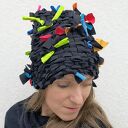 Zimowa czapka turban - unikat, ręcznie wytkana na krośnie