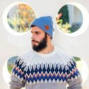 Wywijana DWUSTRONNA logo z ekoskórki „Brudny niebieski”