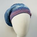 Wiosenny beret damski z antenką ręcznie robiony bawełna one size