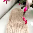 Ręcznie robiona czapka damska MORGANA Alpaka z Jedwabiem 9036/40 Marcepan