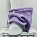 Liliowa balaclava oversize z merino - kominiarka z kapturem zamiast czapki