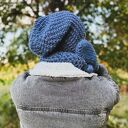 Męska czapka MERINO Neverland “Ciemny niebieski” podszewka JEDWAB