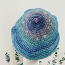 Wiosenny beret damski z antenką ręcznie robiony bawełna one size