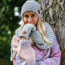 Czapka MERINO Hope “Wybielony szary” podszewka JEDWAB