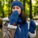 Czapka MERINO Hope “Ciemny niebieski” podszewka JEDWAB