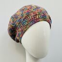 Wiosenny beret damski z antenką - ręcznie robiony z bawełny i akrylu (one size)