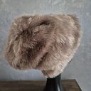 Czapka futrzana sztuczne futro kolor brązowy na podszewce, szyta ręcznie, rękodzieło