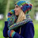 Czapka MERINO 50% nieugniatająca włosów “Tęcza Błękit” THIS IS IT