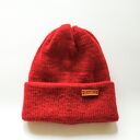 Cerwona czapka z wełny alpaki podwójna ręcznie robiona