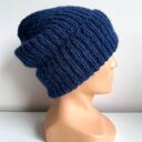 Ręcznie robiona czapka damska MORGANA Alpaka z Jedwabiem 5575/39 Granatowy