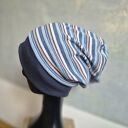 Czapka w paski smerfetka na podszewce, dobra na codzienne noszenie, uniwersalna