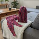 Luksusowy komplet: kolorowa czapka beanie i chusta petite z alpaki, merino i jedwabiem