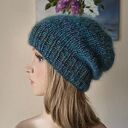 RĘCZNIE NA DRUTACH - Zimowe morze - miła, puchata czapka z merino, jedwabiem i moherem