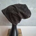 Futrzana czarna krótki włos sztuczne futro czapka na podszewce, kolor ciemny brąz