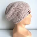 Ciepła czapka ręcznie robiona CHMURKA Alpaka 33 Różowy Piasek