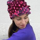 Unikatowa czapka Fuksja ręcznie wytkana na krośnie