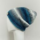 Kolorowa gruba czapka zimowa smerf ręcznie robiona