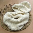 Czapka i Komin - ecru, 100% alpaki, ciepły komplet na zimę