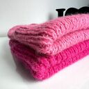 Ręcznie robiona czapka damska MORGANA Merynos, Alpaka z Jedwabiem 08/18 Fuksja