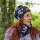 Czapka granatowa w wilki bawełna