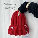 Czapka Nordic 100% wełna świąteczny czerwony