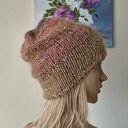 RĘCZNIE NA DRUTACH - Z koralem - szlachetna ciepła czapka z ekskluzywnej japońskiej włoczki