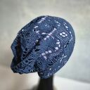 Czapka ażurowa niebieska na podszewce rozmiar uniwersalny miekka świetna na codzienne noszenie pol