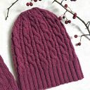 Czapka i Komin - ciemny róż, 100% wełny