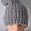 Szara czapka beanie handmade na drutach - wełna i alpaka