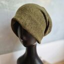 Czapka zielona khaki spokojna dzianina wełniana na podszewce rozmiar uniwersalny, box L1